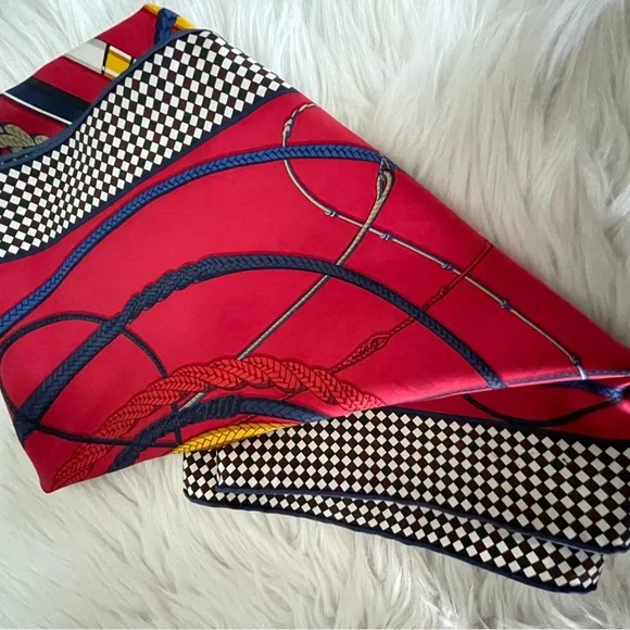 Hermès Fouets Et Badines Silk scarf Foulard. - Picture 10 of 16